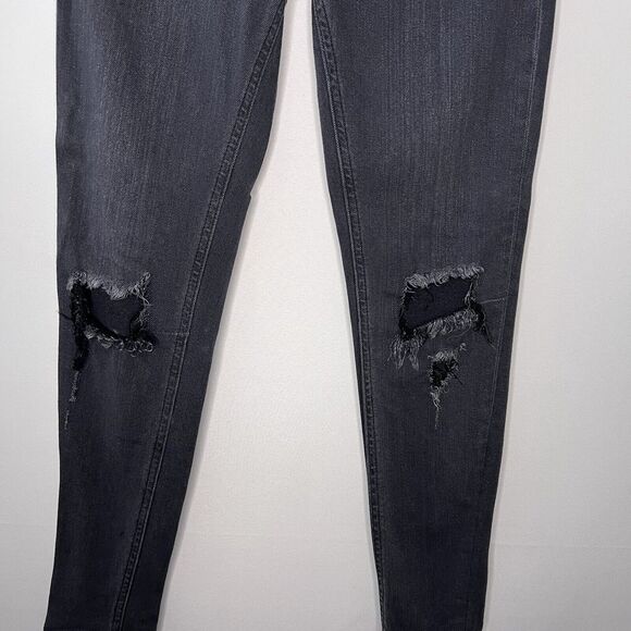 Rag & Bone The Skinny in Soft Rock With Holes Black Distressed Women's Size 25 - Picture 3 of 8